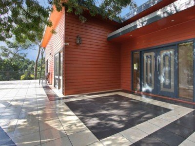 a building with a tile floor