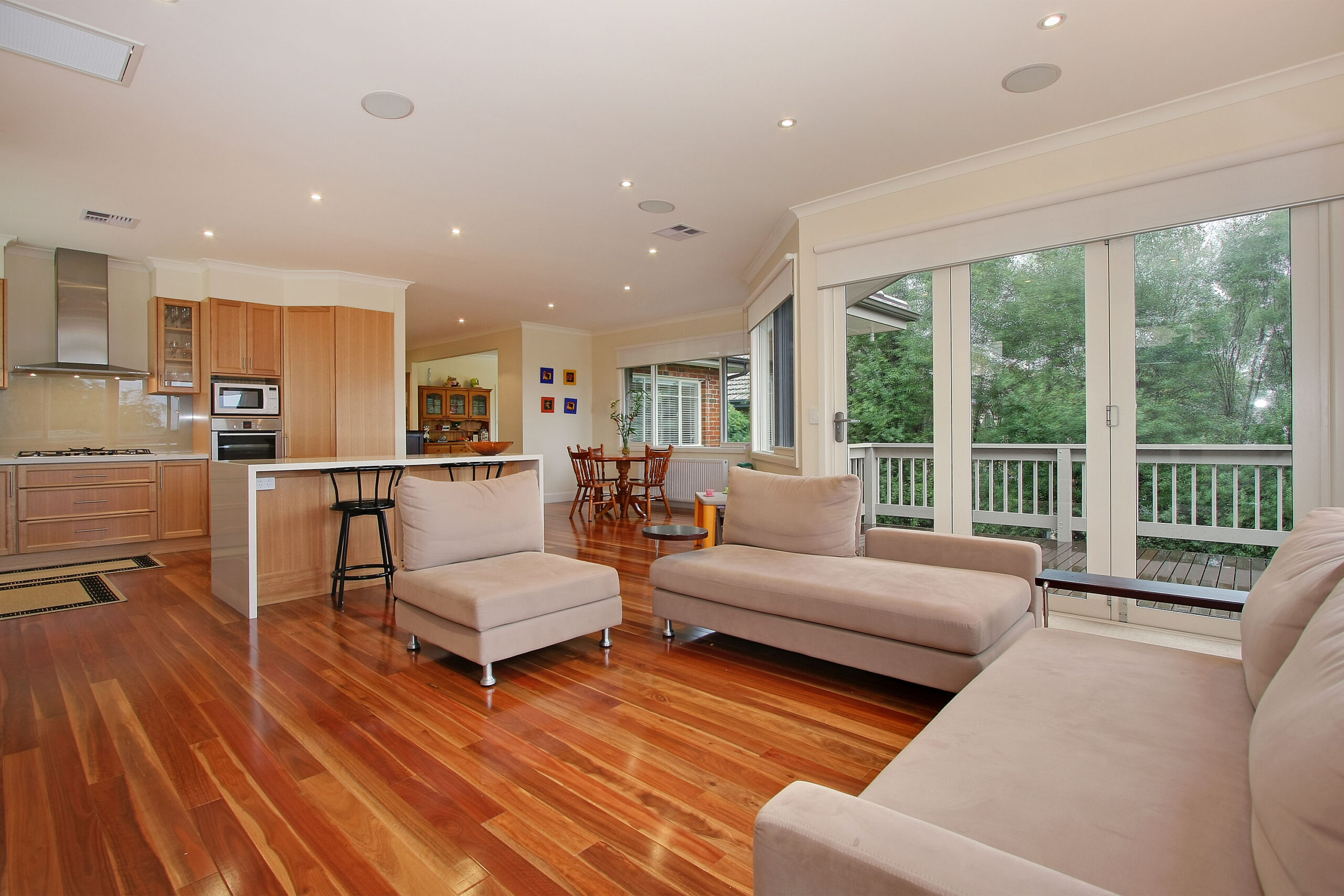 a large living room with a large window