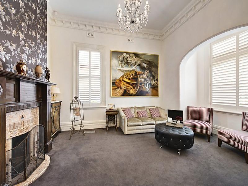 a living room with a fireplace