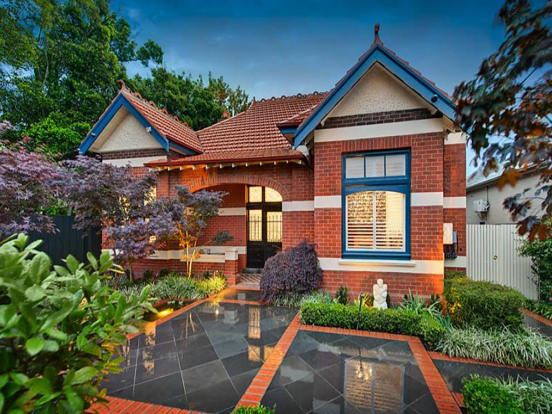 a house with a glass front