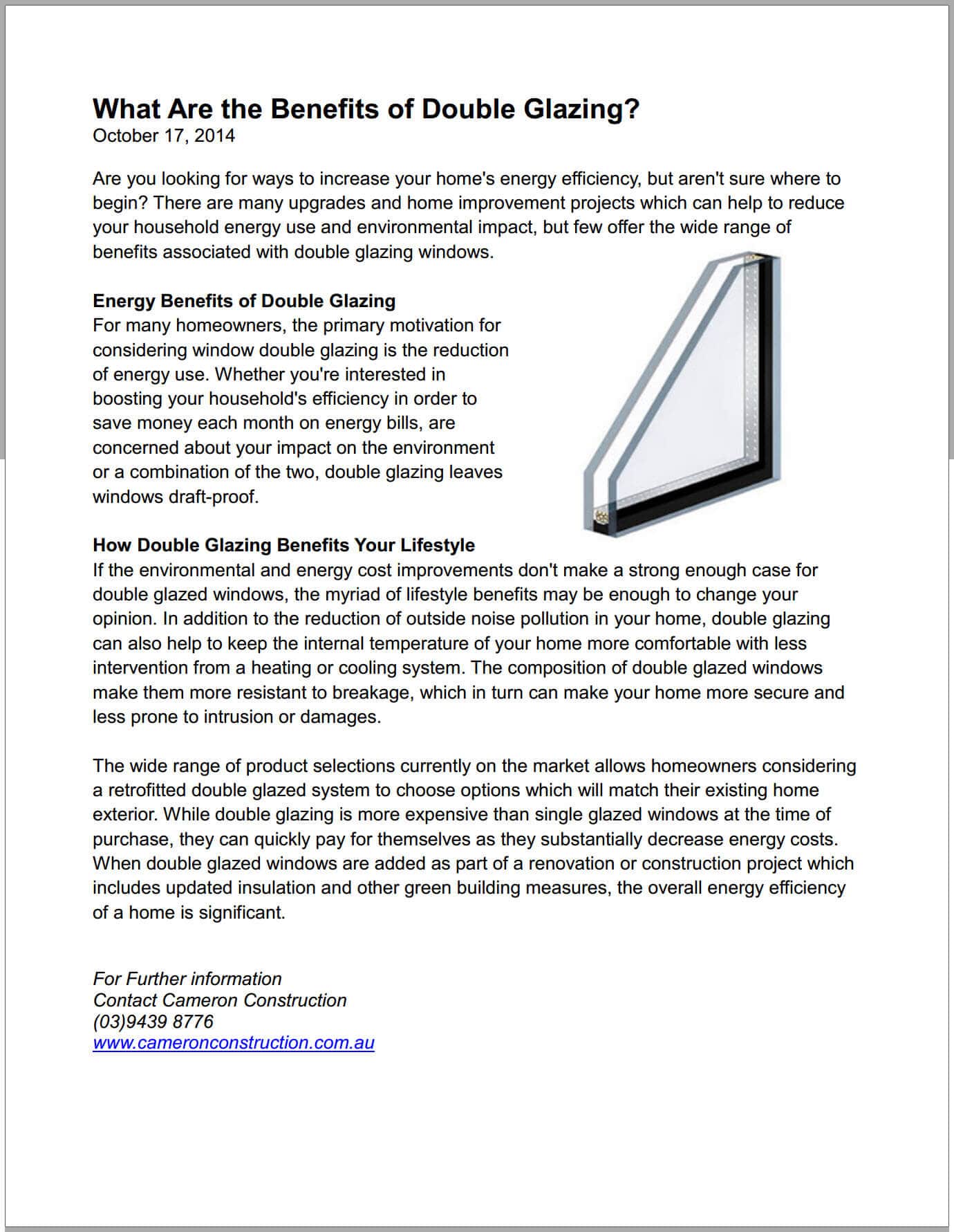 The Benefits Of Double Glazing Cameron Construction