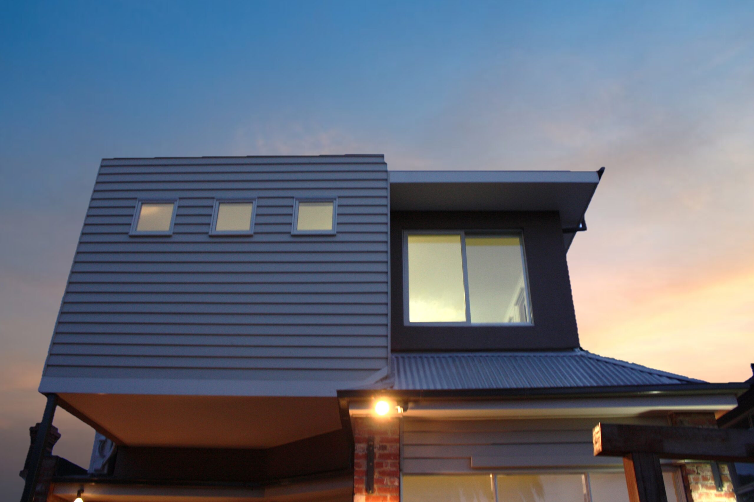 a house with a blue sky