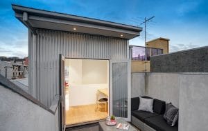 a house with a glass door