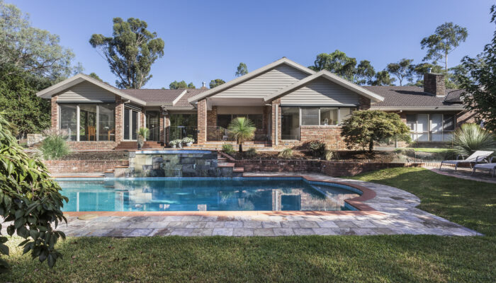 a house with a pool