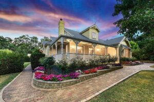 a house with a large front yard