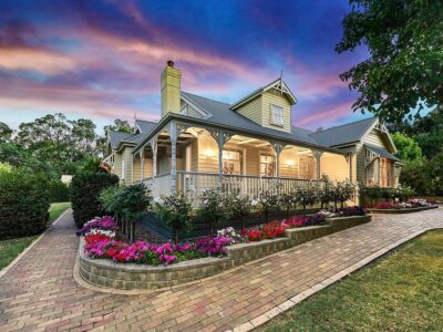 a house with a large front yard