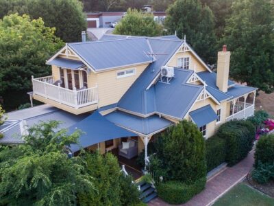 a house with a large front yard