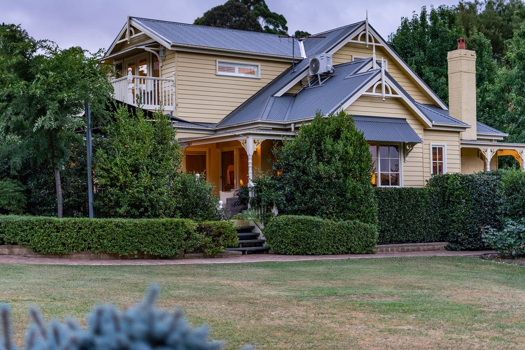 a house with a large front yard