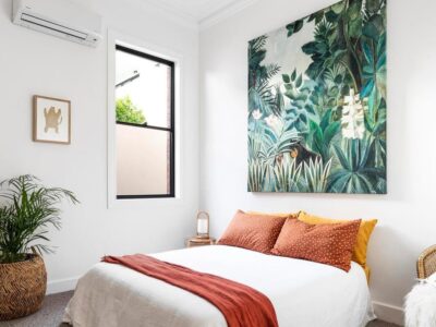 a bed in a room
