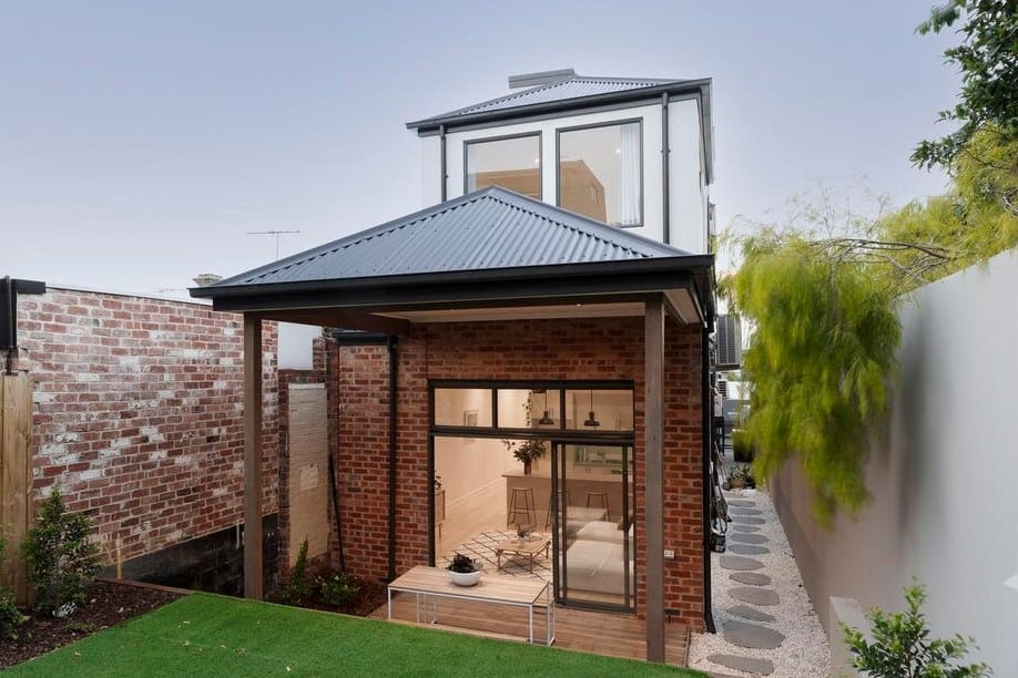 a house with a glass front