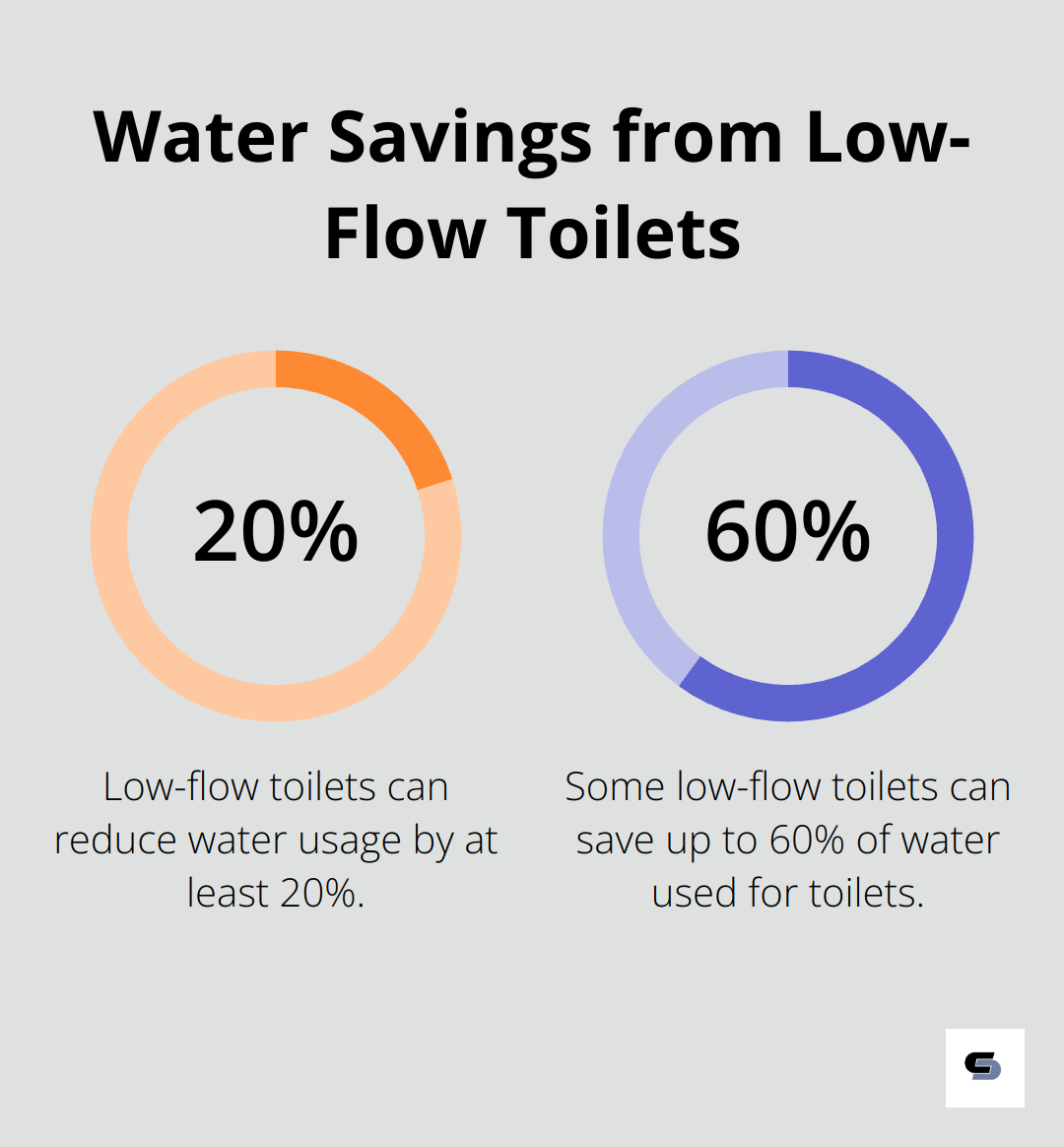 Chart showing the percentage range of water savings achieved by using low-flow toilets - 1950s house renovation