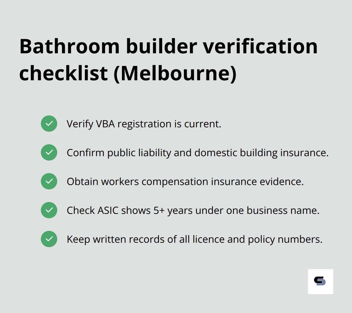 Checklist of registration and insurance items to verify for Melbourne bathroom builders - bathroom builders melbourne