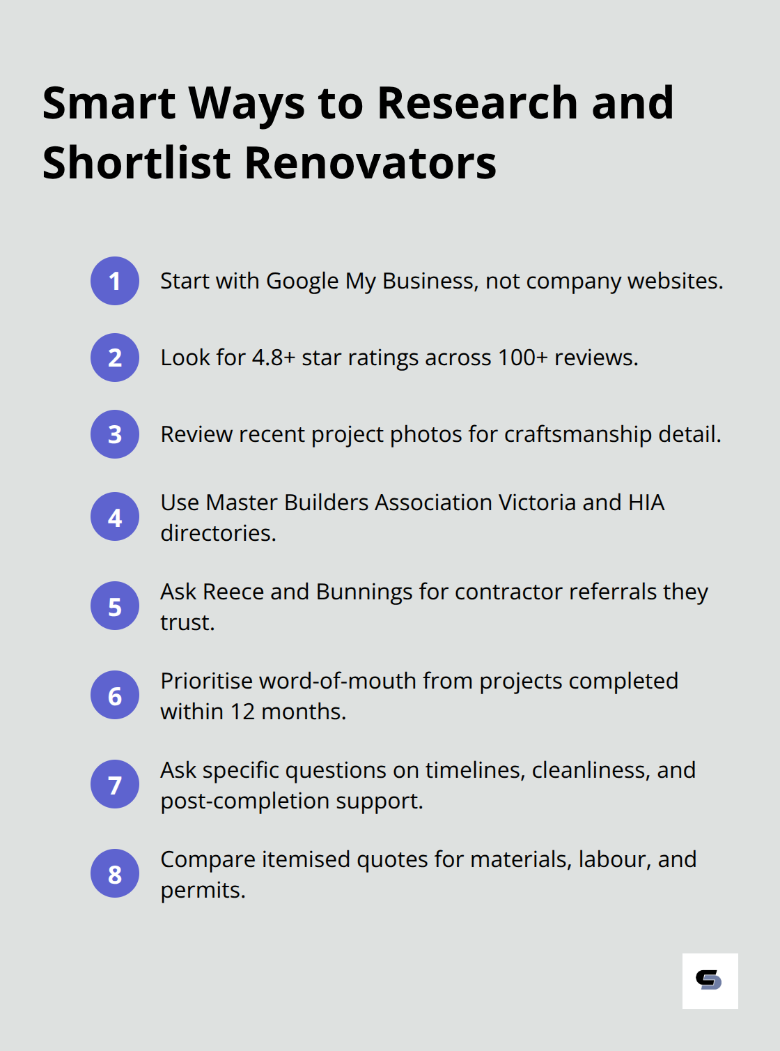 Compact checklist of research steps for Melbourne bathroom renovators - best bathroom renovations melbourne