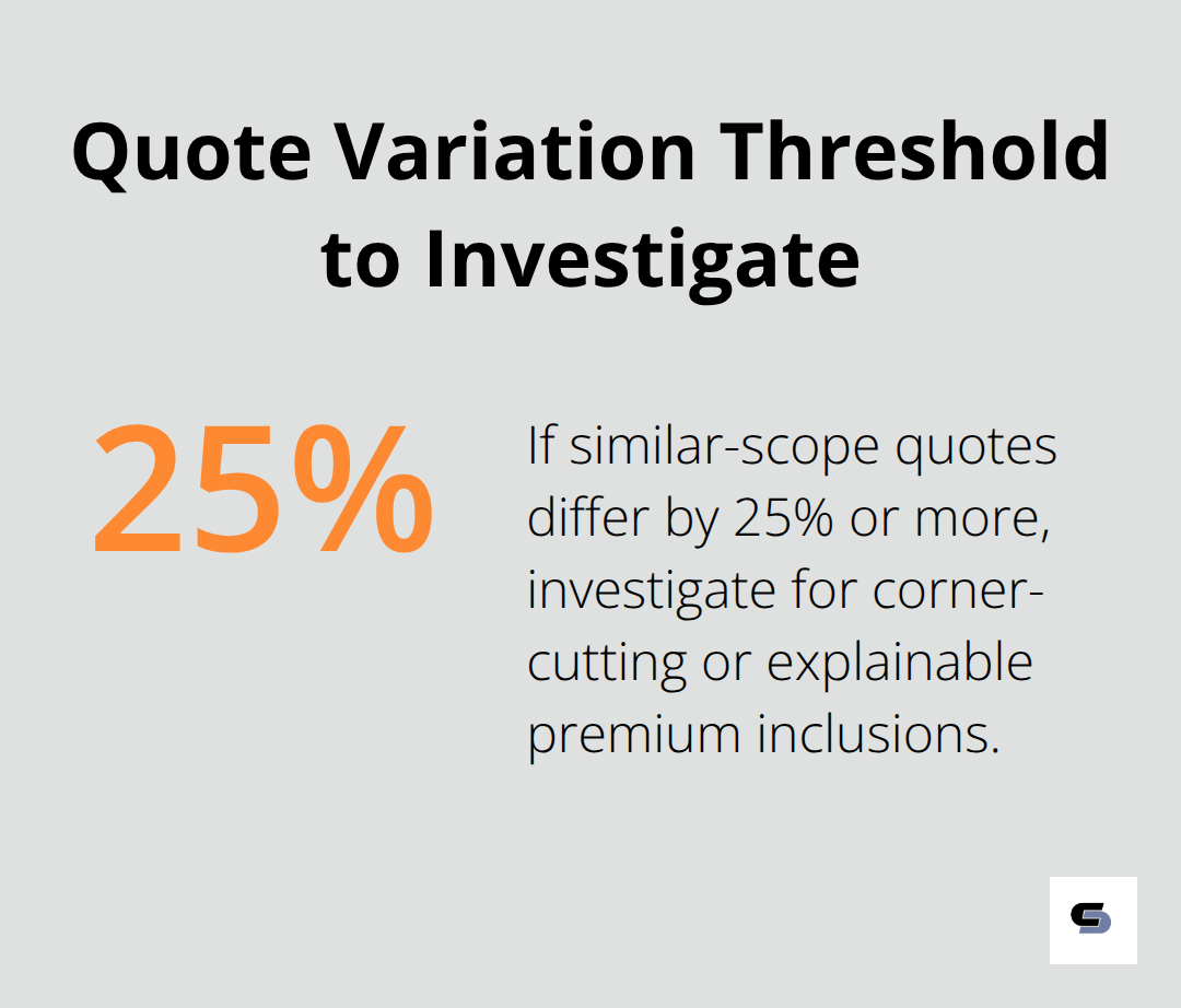Percentage threshold signalling risk when comparing bathroom renovation quotes