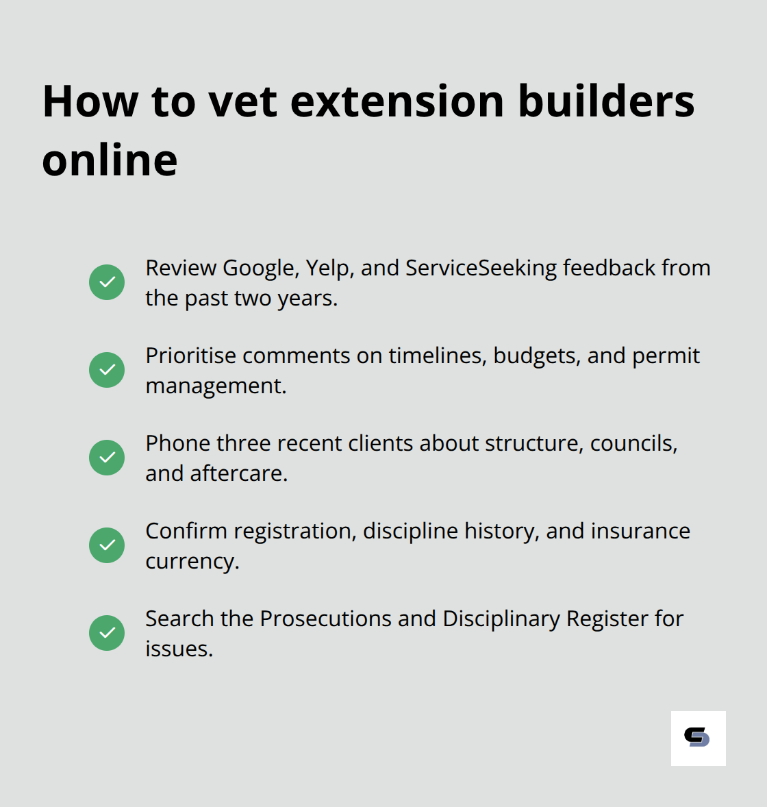 Essential online vetting steps for Melbourne extension builders - best extension builders melbourne