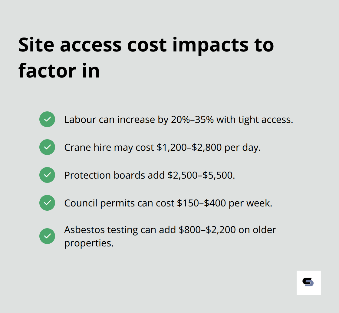 Checklist of site access expenses that inflate Melbourne extension budgets - cost of extension melbourne
