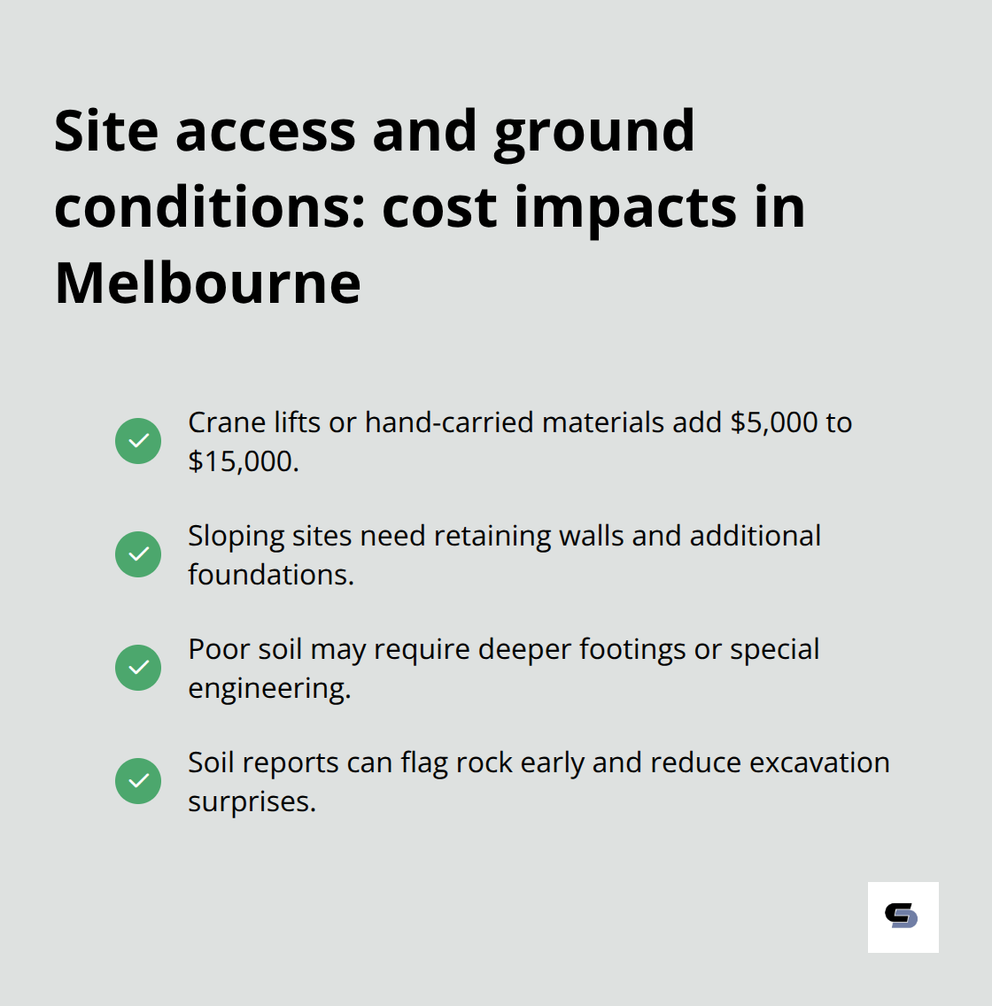 Key site access and ground condition factors that increase Melbourne extension costs - cost of house extensions melbourne