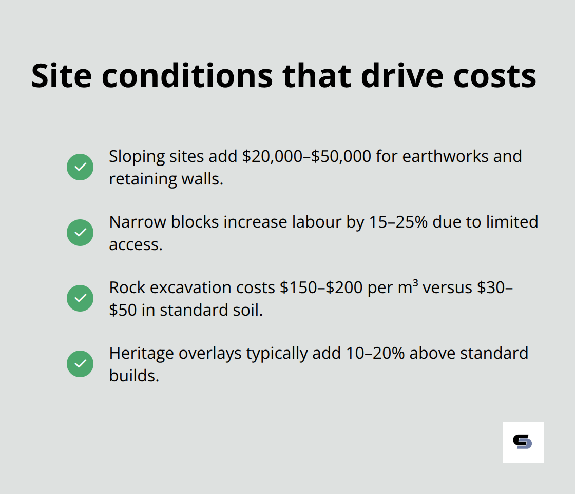 Checklist of site-related factors that increase the cost of two-storey extensions in Melbourne. - cost of two storey extension
