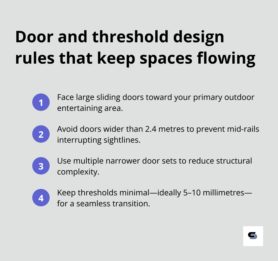 Compact list of door sizing, placement, and threshold tips for seamless indoor–outdoor flow - ground floor extensions