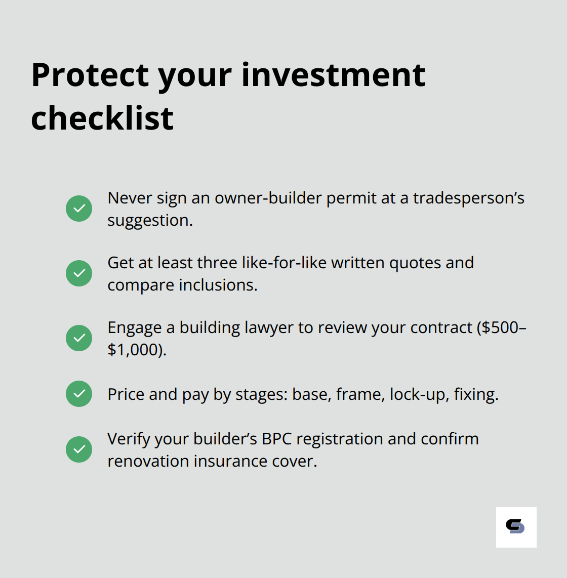 Checklist of steps to prevent disputes and cost blowouts on Melbourne extensions