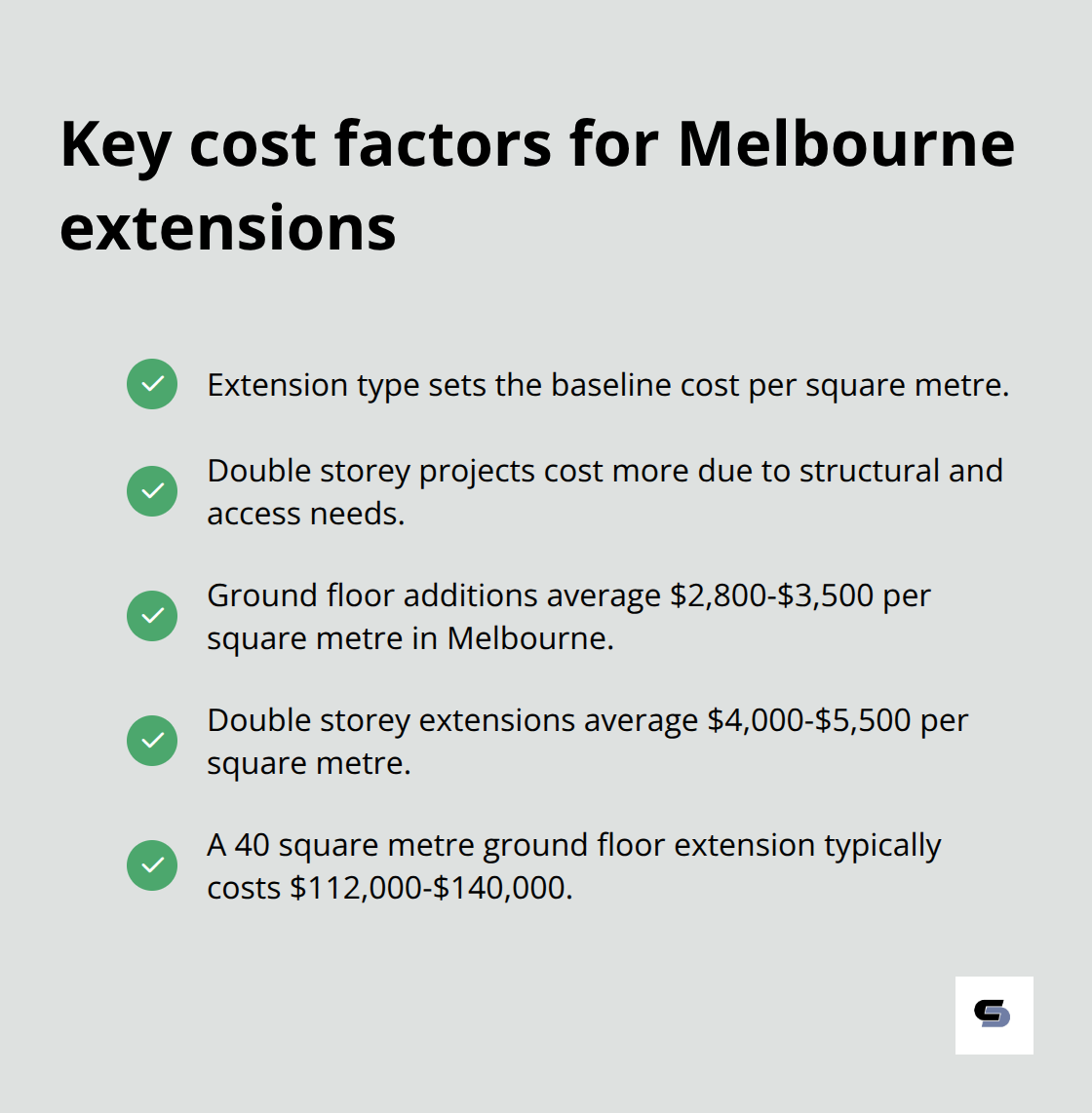 Checklist of the main cost drivers for Melbourne home extensions - home extension cost melbourne