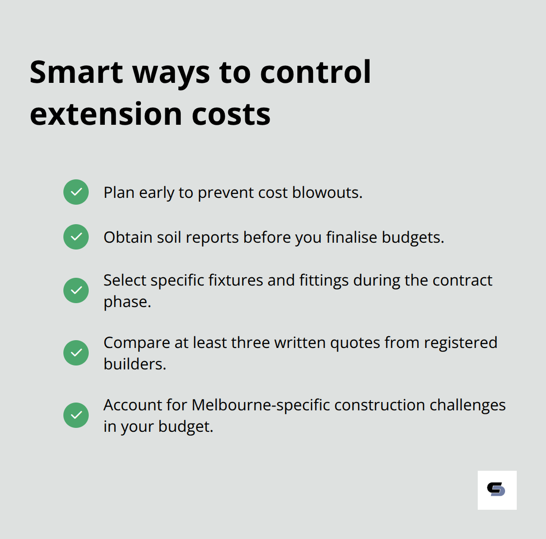 Checklist of practical cost-control strategies for Melbourne house extensions. - how to budget for a house extension melbourne