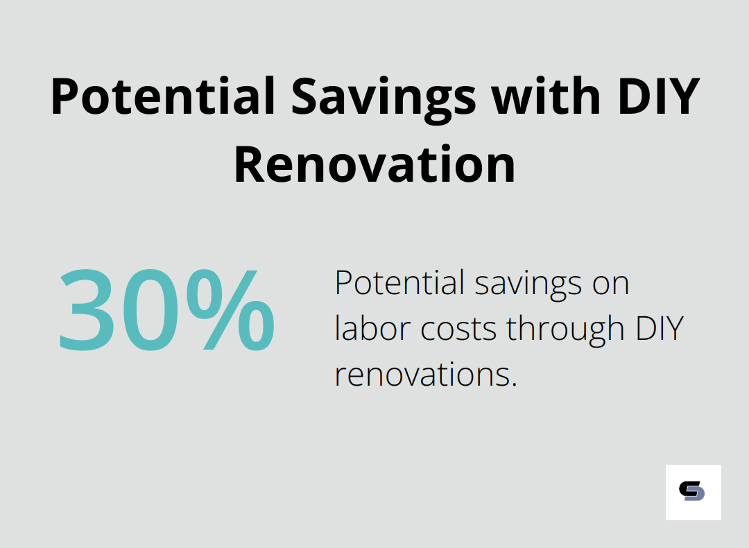 Chart illustrating potential 30% savings on labor costs through DIY renovations - bathroom remodel budget calculator