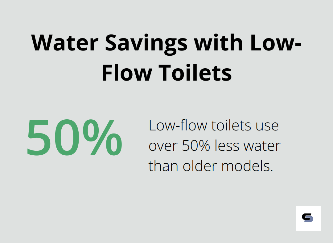 Chart showing the percentage of water saved by low-flow toilets compared to older models - bathroom remodel tips