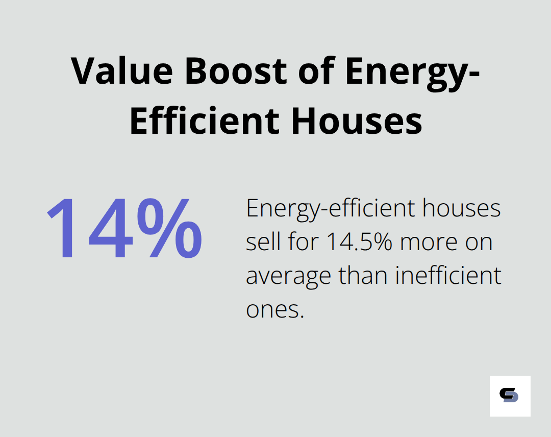Chart showing that energy-efficient houses sell for 14.5% more than inefficient counterparts - kitchen renovations south east melbourne