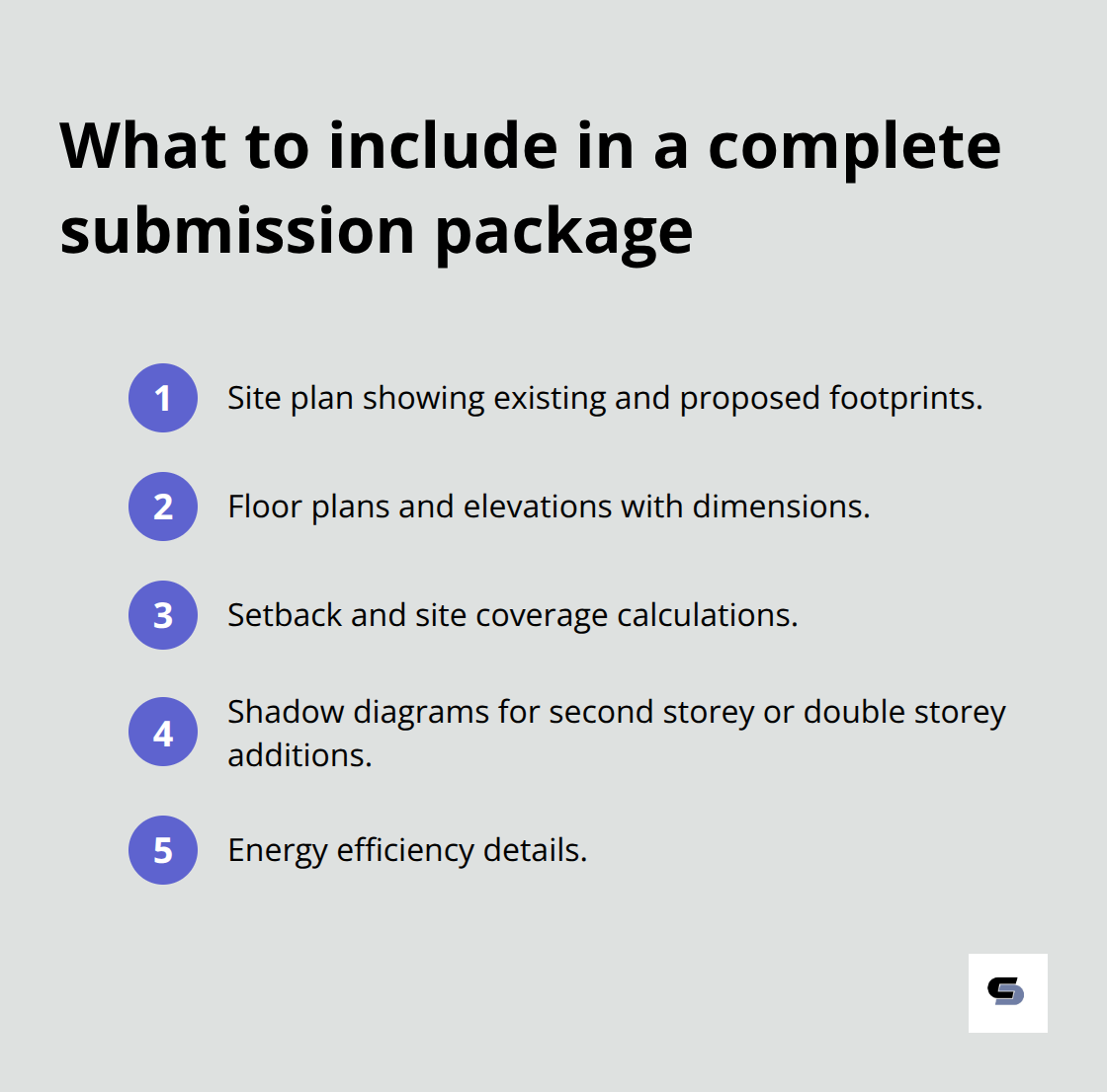 Checklist of core documents councils expect in Melbourne extension applications. - melbourne councils extensions permits