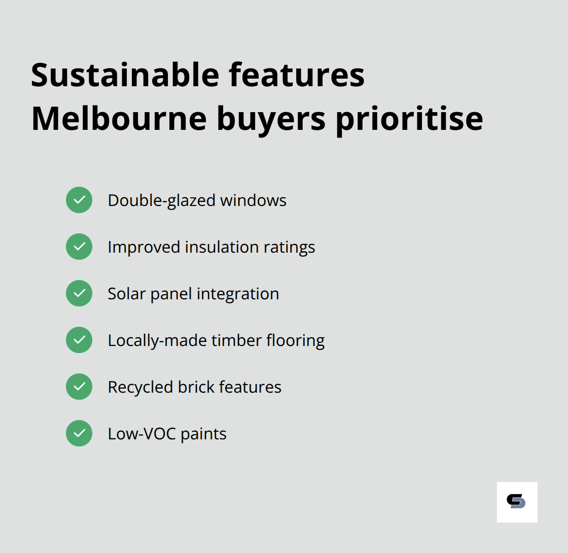 Checklist of sustainable materials and energy-efficient features popular in Melbourne homes