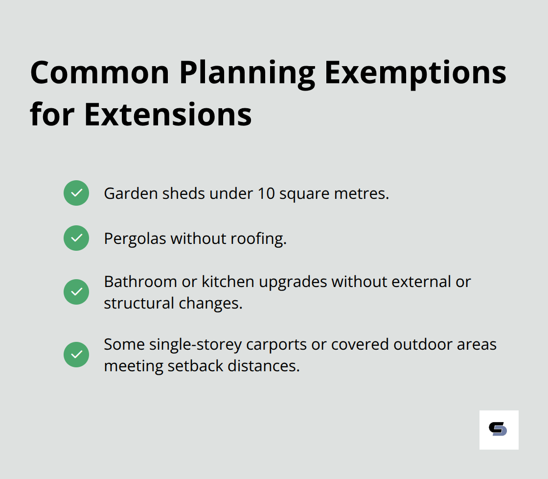 Checklist of typical planning permit exemptions for small residential works in Melbourne councils
