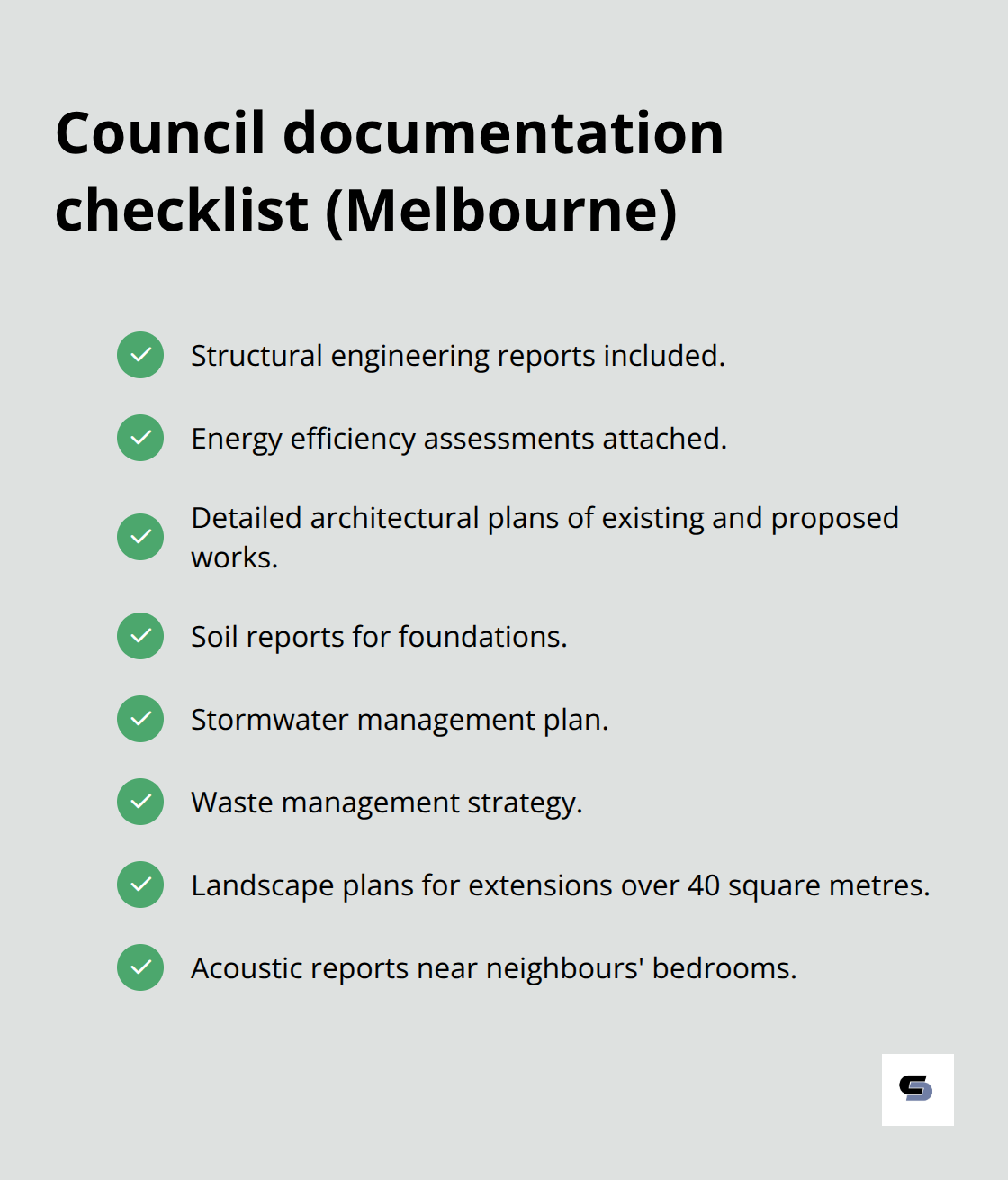 Checklist of common Melbourne council documentation for second storey extensions. - second storey extension melbourne
