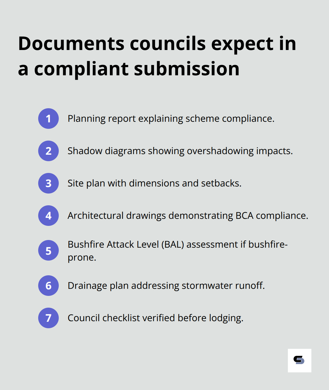 Compact checklist of core documents required for a Melbourne town planning application. - Town planning extensions Melbourne