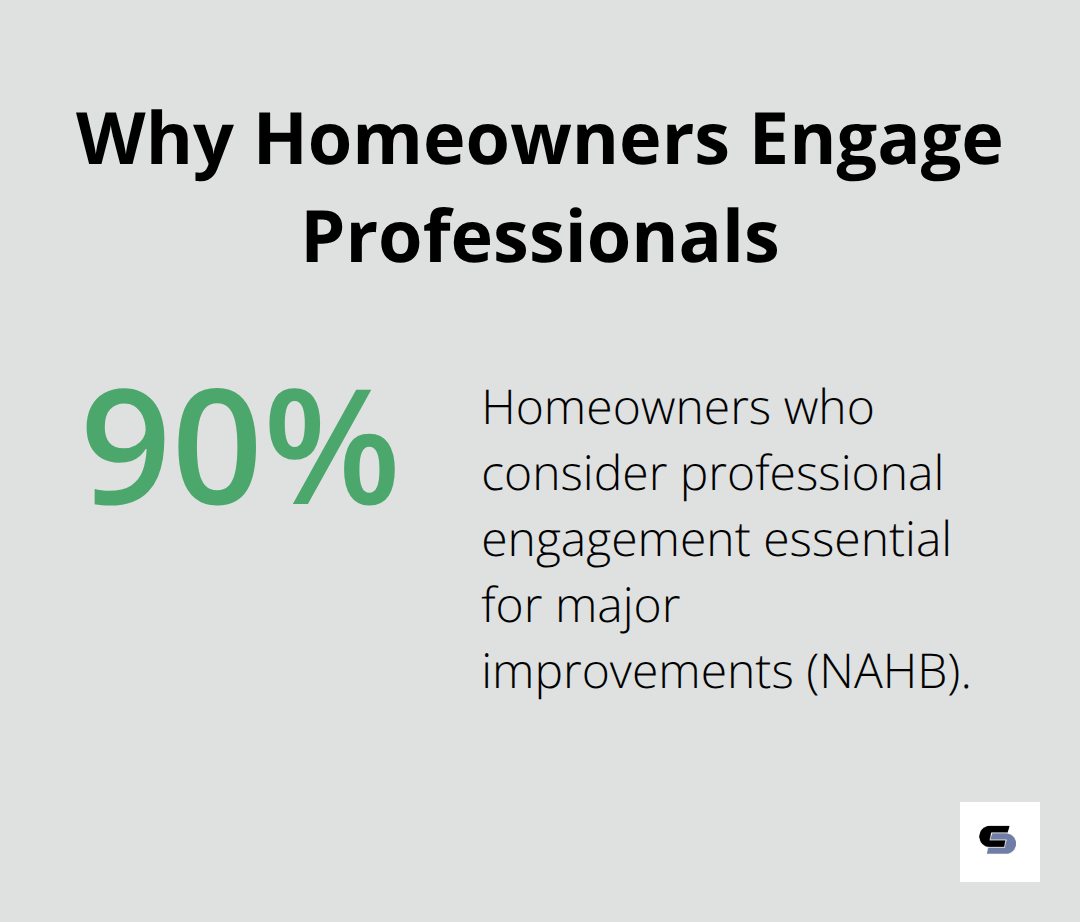 Percentage of homeowners who consider professional engagement essential for major improvements - what is home improvement contractor